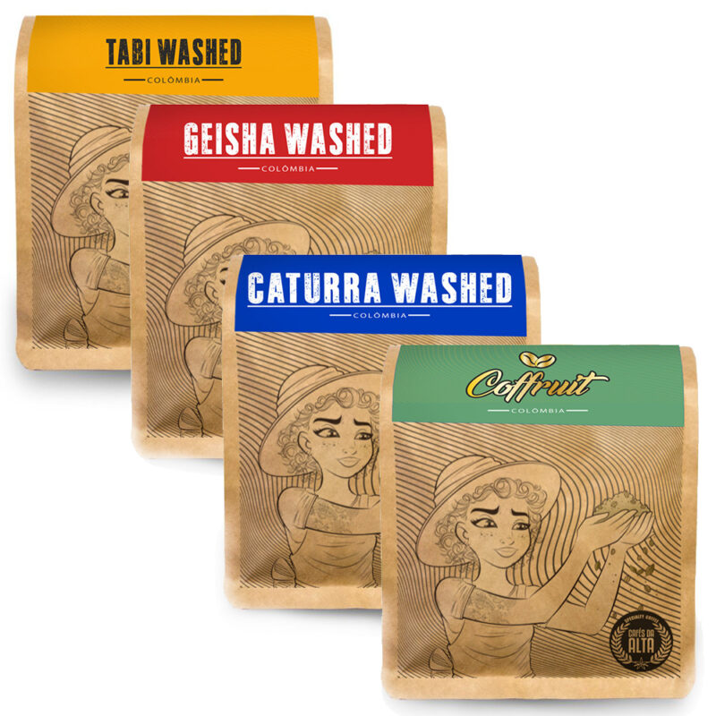 Kit Café Especial Colômbia Geisha Washed + Caturra Washed + Tabi Washed + Coffruit